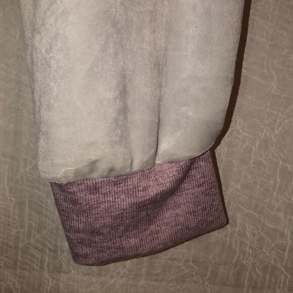 C&C California L Gray Mauve Pink Velour Jump Suit Lounge Crop Hoodie Set - Picture 9 of 12